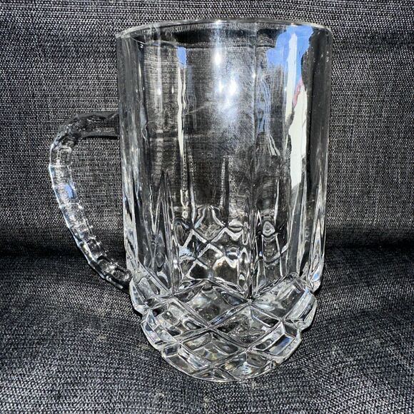 Crystal Beer Mug Handled Cristal D'Arques Longchamp Diamax HEAVY Excellent Nice! - Picture 2 of 5